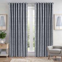 Aztec Ready Made Eyelet Blackout Curtains Silver