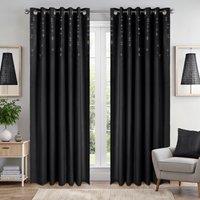 Diamondo Velvet Ready Made Eyelet Blackout Curtains Black