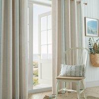Laura Ashley Wickham Stripe Ready Made Eyelet Curtains Sage Natural