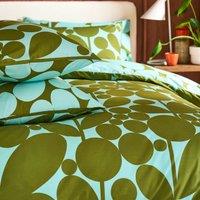Orla Kiely Bubble Flower Pair of Housewife Pillowcases Aqua Seagrass