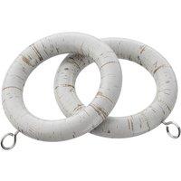 28mm Wooden Rings 6 Pack of Rings Scratched White