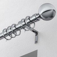 Ball 28mm Metal Curtain Pole Satin Silver