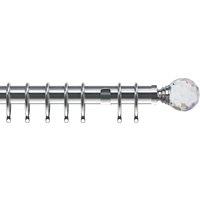 Acrylic Ball 35mm Metal Curtain Pole Satin Silver