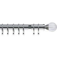 Segmented Ball 35mm Metal Curtain Pole Satin Silver