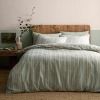 Appletree Yarn Dyed Woven Wide Stripe Duvet Cover Bedding Set Green