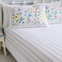 Dreams and Drapes Sweetpea Floral Bed Linen Fitted Sheet Lilac