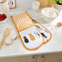 Ulster Weavers Cats In Waiting Double Oven Glove Orange