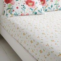 Dreams and Drapes Abstract Poppy Bed Linen Fitted Sheet White