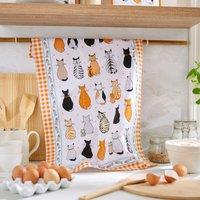 Ulster Weavers Cats In Waiting Cotton Tea Towel Orange
