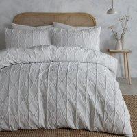 Serene Crinkle Stripe Duvet Cover Bedding Set White