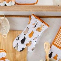 Ulster Weavers Cats In Waiting Thermal Gauntlet Oven Glove Orange