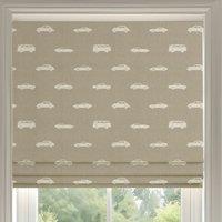 ANTE DECOR Vintage Cars Printed Cotton Made To Measure Roman Blind Beige Cream