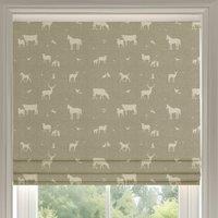 ANTE DECOR Country Animals Printed Cotton Made To Measure Roman Blind Beige Cream