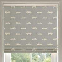 ANTE DECOR Vintage Cars Printed Cotton Made To Measure Roman Blind French Grey