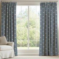 ANTE DECOR Woof Printed Cotton Made To Measure Curtains Blue