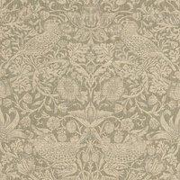 William Morris At Home Strawberry Thief Woven Fabric Walnut