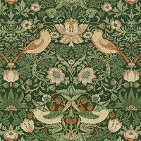 William Morris At Home Strawberry Thief Velvet Fabric Nettle