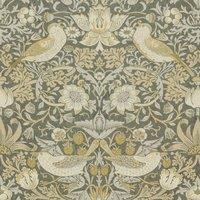 William Morris At Home Strawberry Thief Velvet Fabric Flint