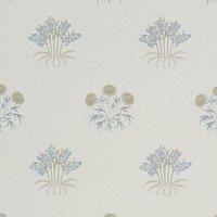 William Morris At Home Lily Flower Embroidered Fabric Woad