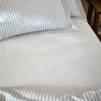 Hebden Cotton Narrow Stripe Bed Linen Fitted Sheet Mineral Blue