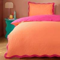 Wiggle Scallop Duvet Cover Bedding Set Coral Pink