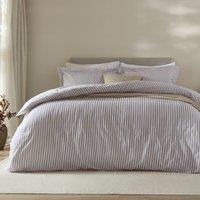 Hebden Melange Stripe Cotton Duvet Cover Bedding Set Mauve