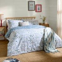 Abersoch Town Cotton Duvet Cover Bedding Set Sea Blue