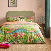 Meadow Escape Duvet Cover Bedding Set Green Pink