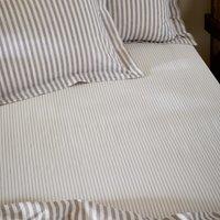 Hebden Cotton Narrow Stripe Bed Linen Fitted Sheet Mauve