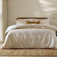 Hebden Melange Stripe Cotton Duvet Cover Bedding Set Honey Yellow