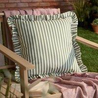Wylder Nature Millie Ruffle Striped Outdoor Filled Cushion 50cm x 50cm Green