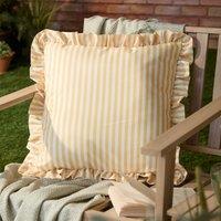 Wylder Nature Millie Ruffle Striped Outdoor Filled Cushion 50cm x 50cm Yellow