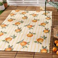 Furn Fruits Oranges Gingham Check Outdoor Rug 120cm x 170cm Yellow