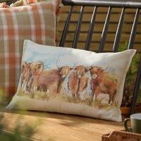 Voyage Maison Highland Cattle Outdoor Filled Boudoir 30cm x 50cm Russet