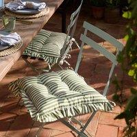Wylder Millie Ruffle Set of 2 40cm x 40cm Outdoor Seat Pads Green