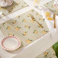 Furn Fruits Lemons Set of 4 36cm x 46cm Outdoor Placemats Sage