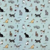 Emma Lawrence Winsome Whiskers Fabric Duck Egg