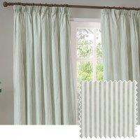 Yard Hebden Cotton Ready Made Pencil Pleat Curtains Eucalyptus