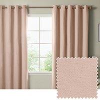 Furn Ultimate Textured Woven Ready Made Eyelet Blackout Curtains Pink
