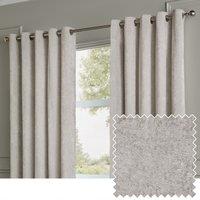 Paoletti Lustre Velvet Ready Made Eyelet Curtains Silver