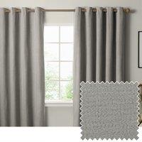 Furn Ultimate Textured Woven Ready Made Eyelet Blackout Curtains Grey