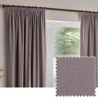 Yard Heavy Chenille Ready Made Pencil Pleat Curtains Mauve