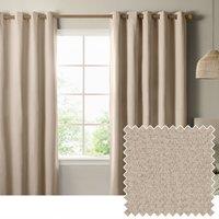 Furn Ultimate Textured Woven Ready Made Eyelet Blackout Curtains Natural