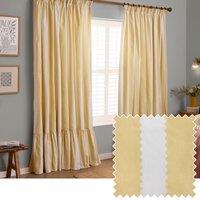 Wylder Birdie Stripe Ruffle Ready Made Pencil Pleat Curtains Butter Yellow