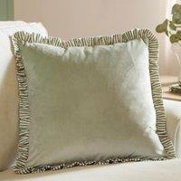 Wylder Solene Ruffle Matte Velvet 45cm x 45cm Filled Cushion Sage