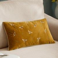 Wylder Ramble Bees Embroidered Velvet 30cm x 50cm Filled Boudoir Honey