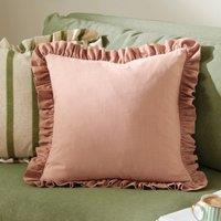 Wylder Effie Cotton Ruffle 45cm x 45cm Filled Cushion Rose Vintage Blush