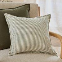 Yard Truro Striped Cotton 45cm x 45cm Filled Cushion Moss