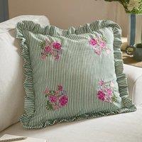 Wylder Martha Embroidered Ruffle 50cm x 50cm Filled Cushion Sage