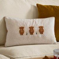 Wylder Ramble Highland Cow Tufted 30cm x 50cm Filled Boudoir Ginger